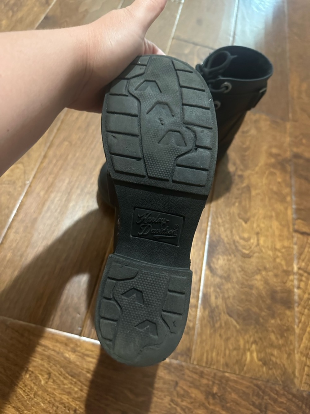 Harley-Davidson Black Lace-Up Boots with Buckle Detail - Picture 9 of 11
